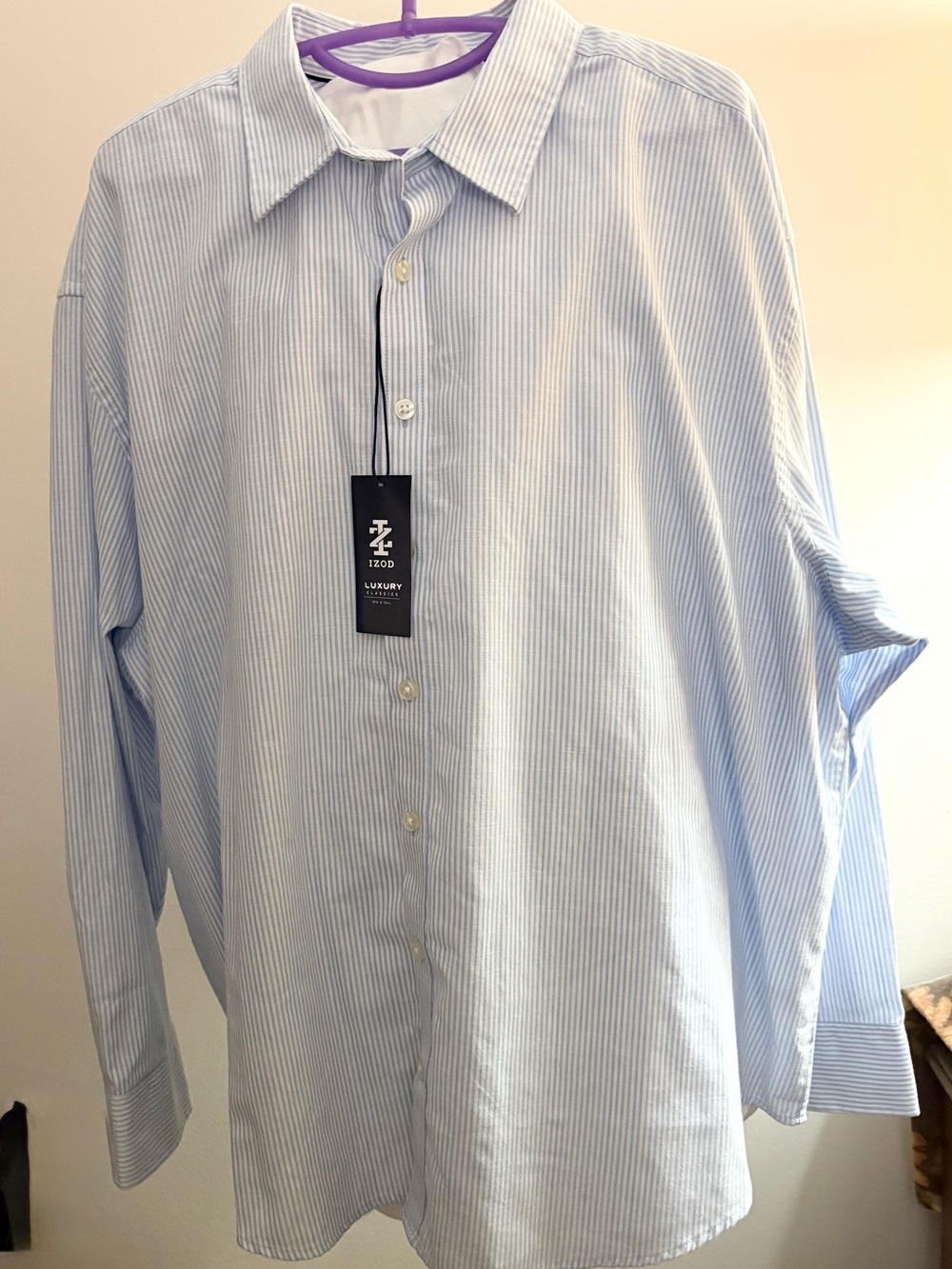 Men’s Izod Blue White Button Down NWT